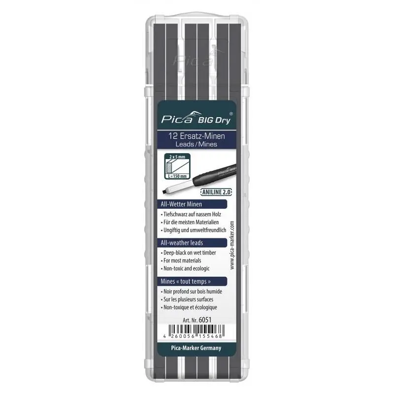 Pica Big Dry 6050 Carpenter Lead Refills – 12-Pack For Construction Layout 1