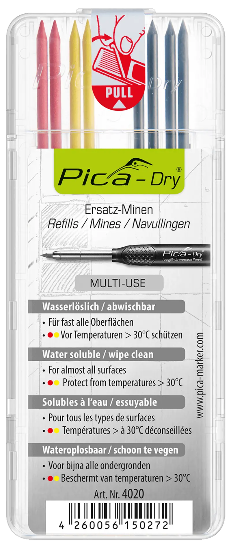 Pica Dry 4020 Basic Graphite Lead Refills – 8-Pack For Everyday Tasks 1