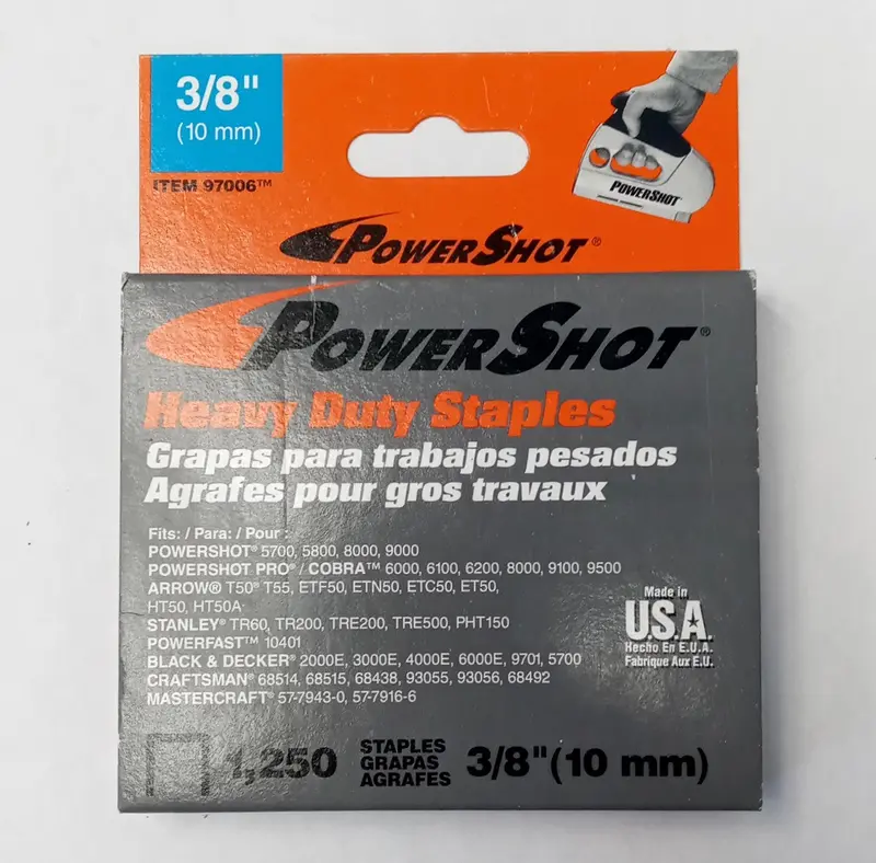 Powershot Heavy-Duty 16-Gauge Steel Staples – 3/8-Inch Leg × 3/8-Inch Crown, 4-Pack (Model 97006) 1