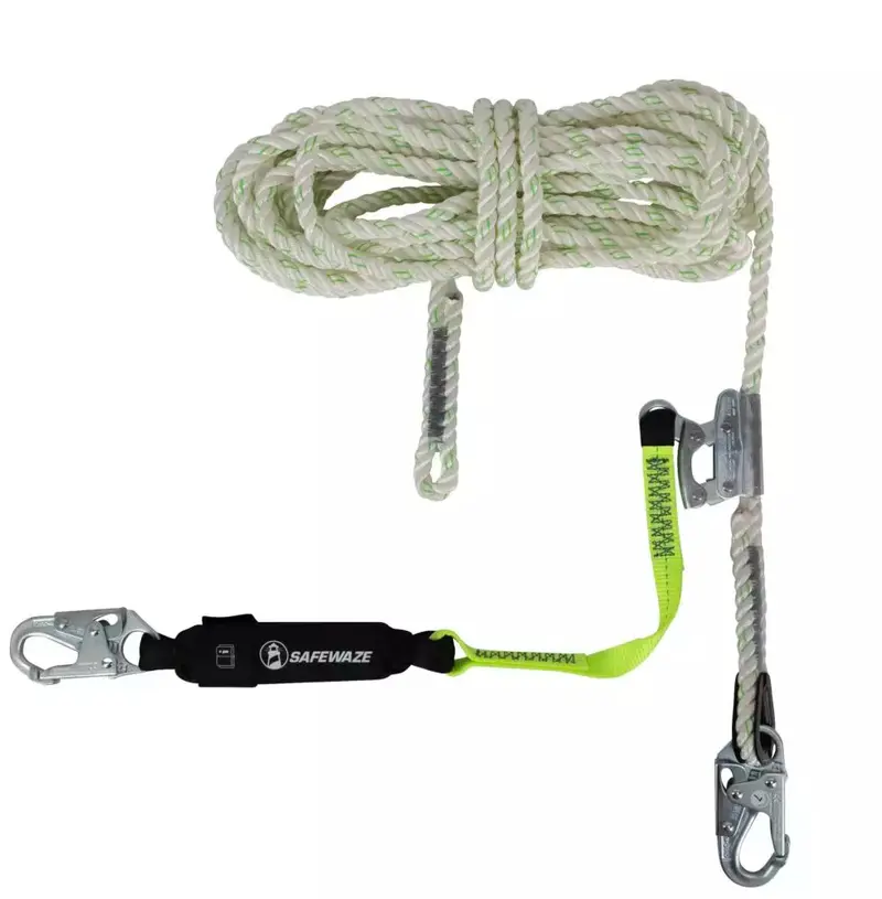 Pro 50-Foot Vertical Lifeline Kit: Snap Hook, Rope Grab & Energy-Absorbing Lanyard 1
