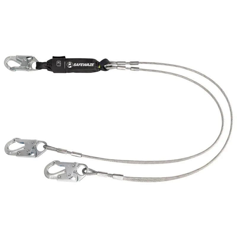 Pro 6-Foot Dual-Leg Cable Energy-Absorbing Lanyard With Snap Hooks 1
