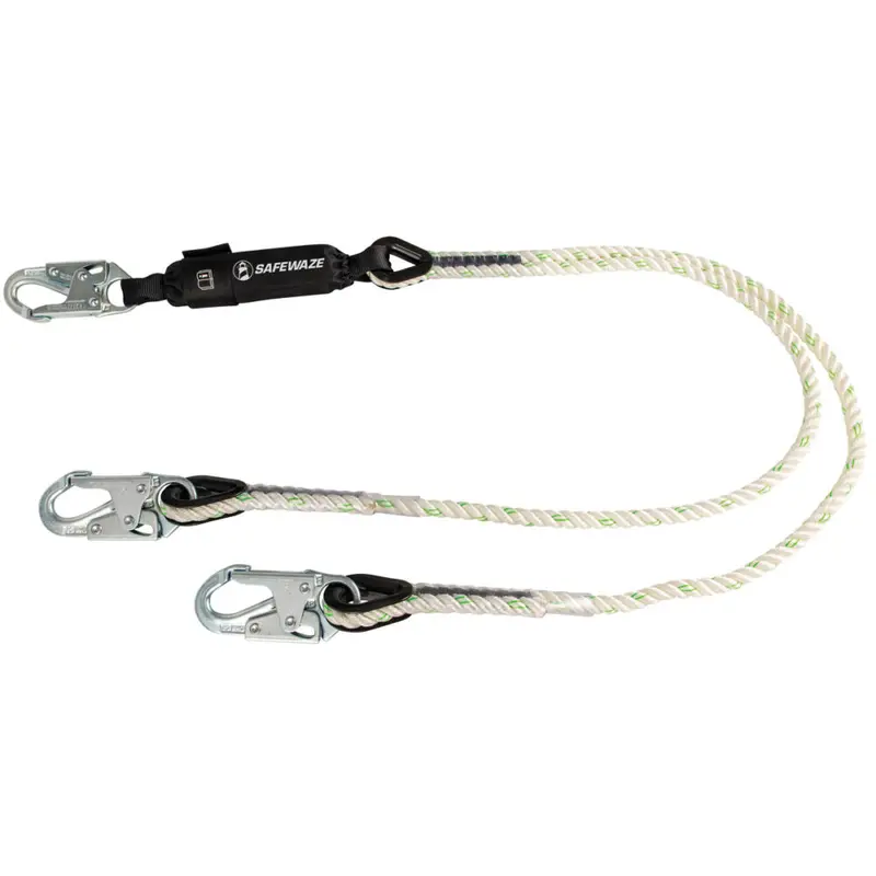 Pro 6-Foot Dual-Leg Rope Energy-Absorbing Lanyard With Snap Hooks 1