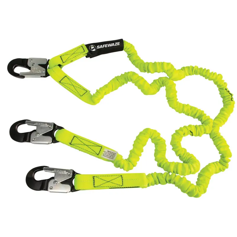 Pro 6-Foot Dual-Leg Stretch Energy-Absorbing Lanyard With Aluminum Snap Hooks 1