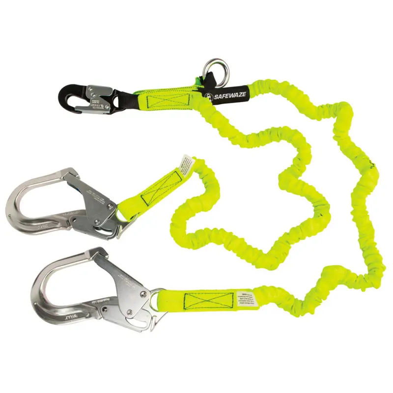 Pro 6-Foot Dual-Leg Stretch Energy-Absorbing Lanyard With O-Ring And Aluminum Rebar Hooks 1
