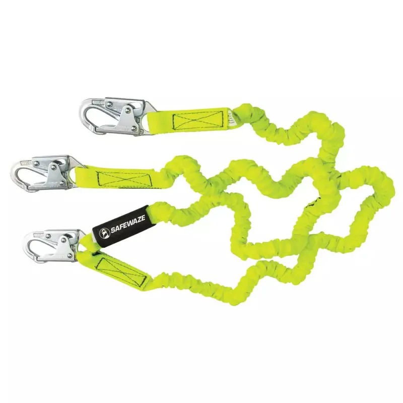 Pro 6-Foot Dual-Leg Stretch Internal Shock-Absorbing Lanyard With Snap Hooks 1