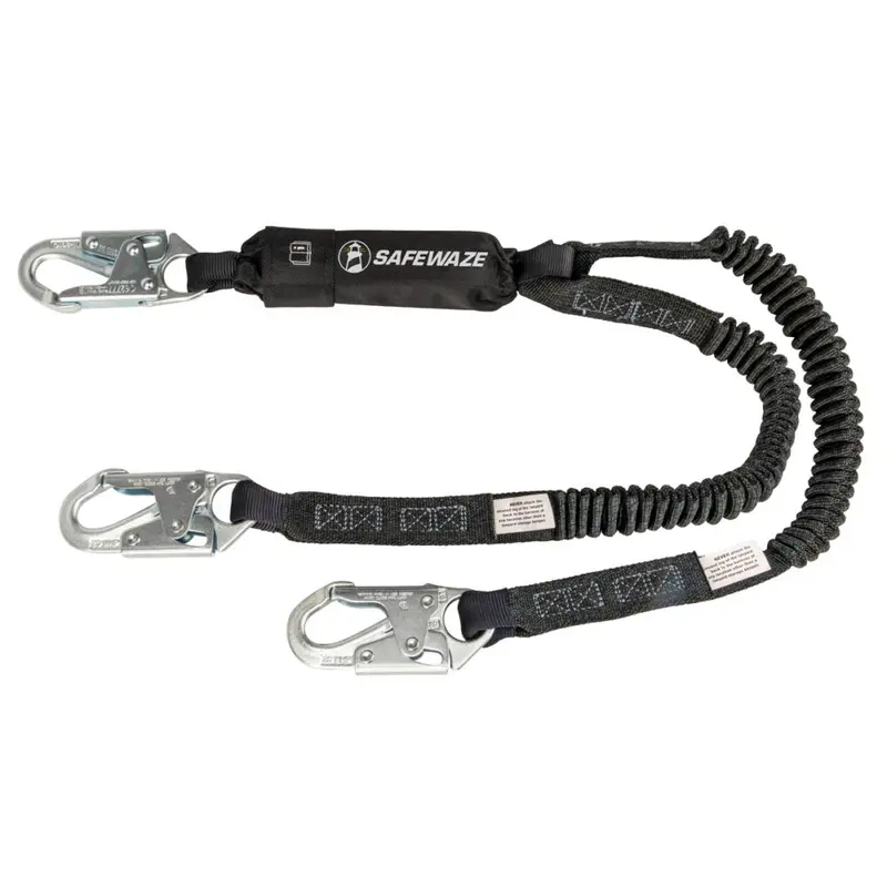 Pro 6-Foot Dual-Leg Stretch Shock-Absorbing Lanyard With 12-Inch Free-Fall Limit And Snap Hooks 1