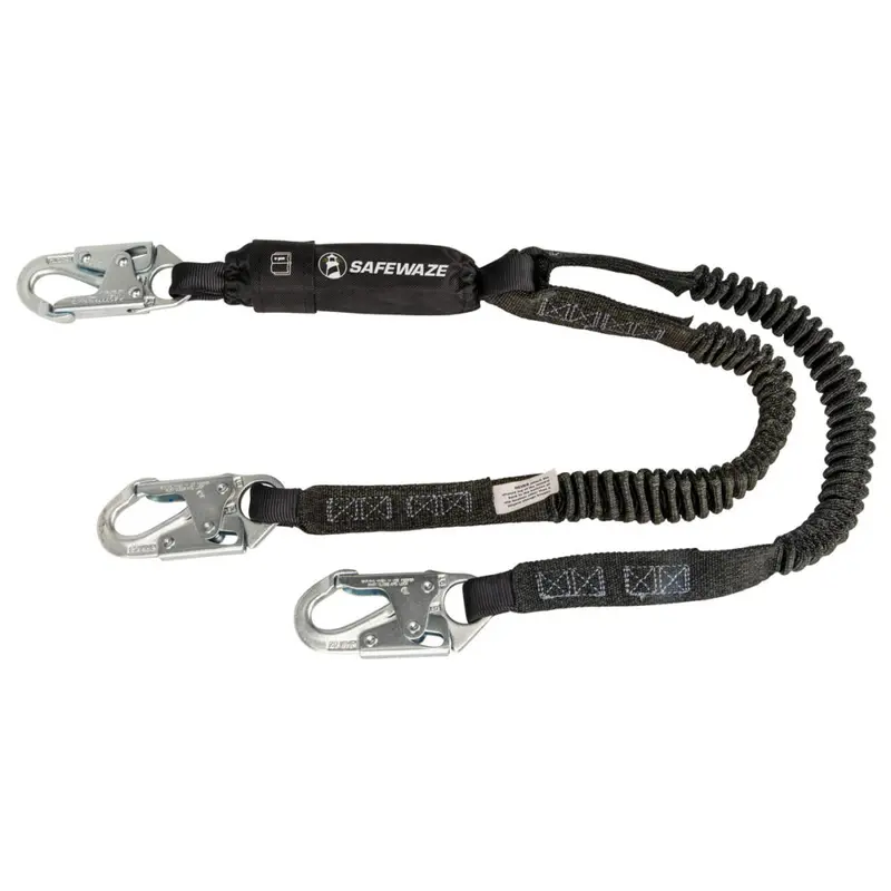 Pro 6-Foot Dual-Leg Stretch Shock-Absorbing Lanyard With Snap Hooks 1