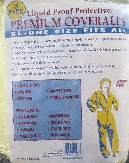 Protect Me Cc-35Xl Premium Disposable Coveralls — 3-Pack, Extra-Large Fit 1