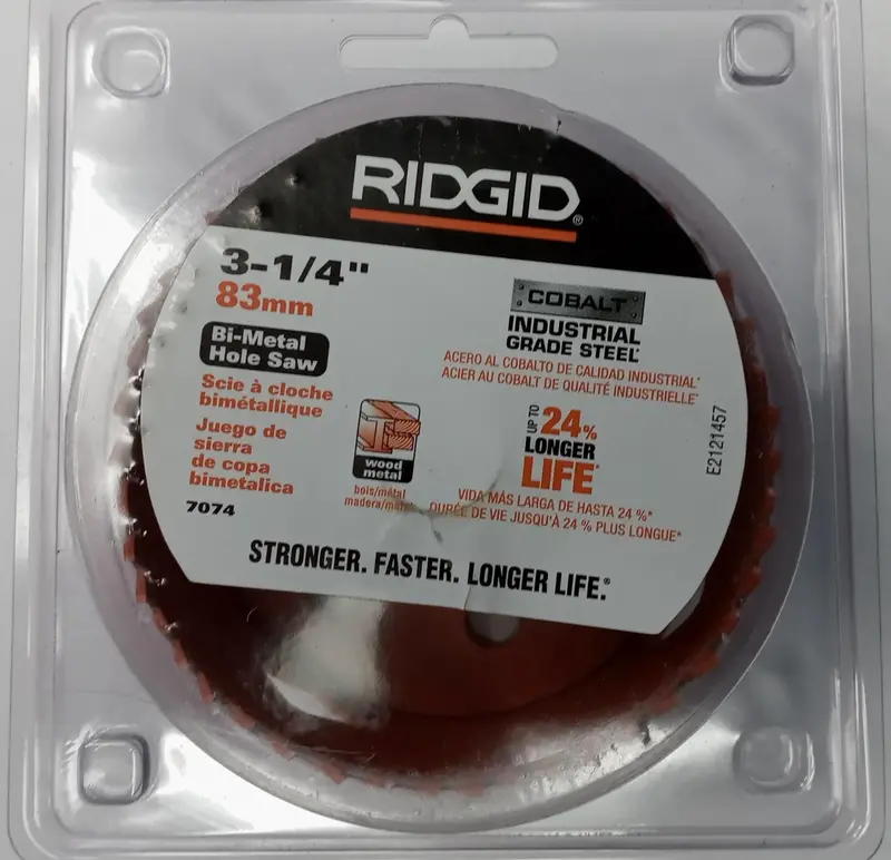 Ridgid 7074 Bi-Metal Holesaw – 3-1/4", Cobalt-Enhanced Industrial-Grade Steel 1