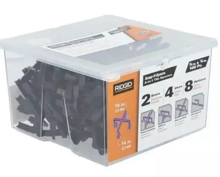 Ridgid Ft3507 8-In-1 Reusable Tile Spacer Set – 1/8" & 1/4" Sizes (100-Piece) 1