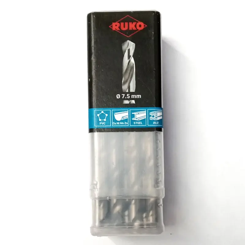 Ruko Din 338 Twist Drill Bits – 7.5 Mm × 109 Mm, Hss-G Grade, 10-Pack (214075) 1
