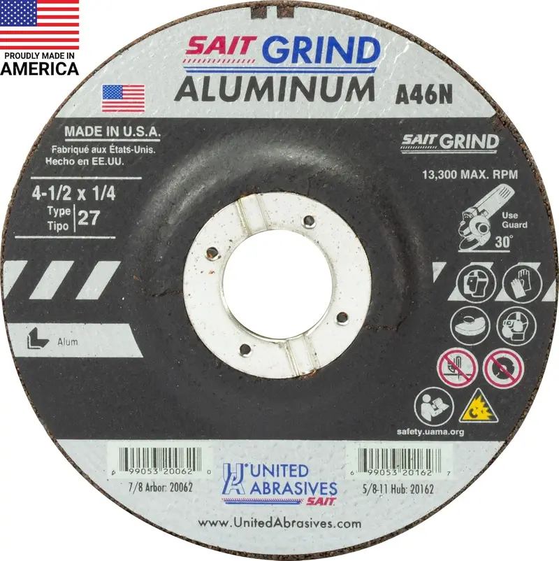 Sait 20062 By United Abrasives – 4-1/2" X 1/4" Aluminum Grinding Disc 1