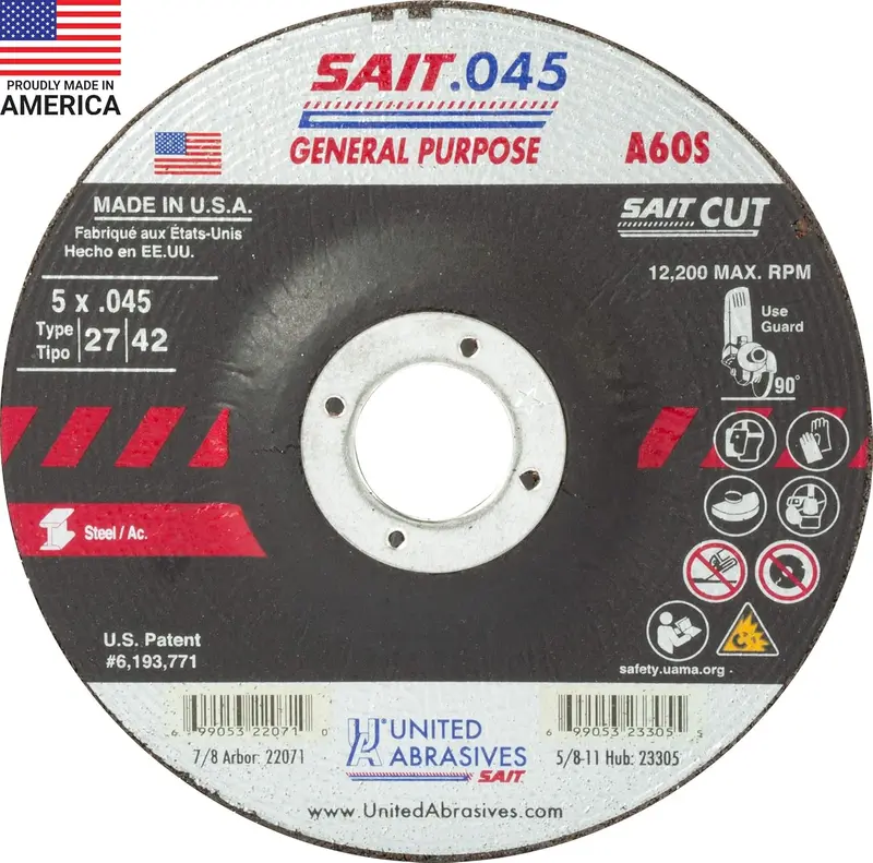 Sait 22071 By United Abrasives – 5" X 0.045" All-Around Cutting Disc 1