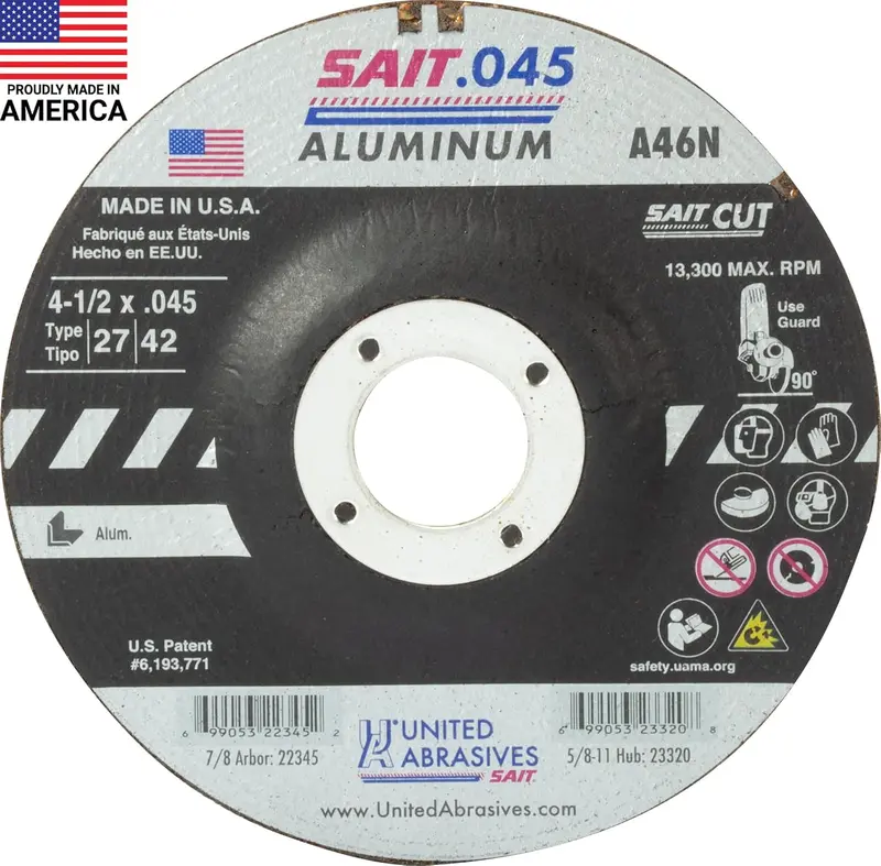 Sait 22345 By United Abrasives – 4-1/2" X 0.045" Aluminum-Specific Cutting Wheel 1