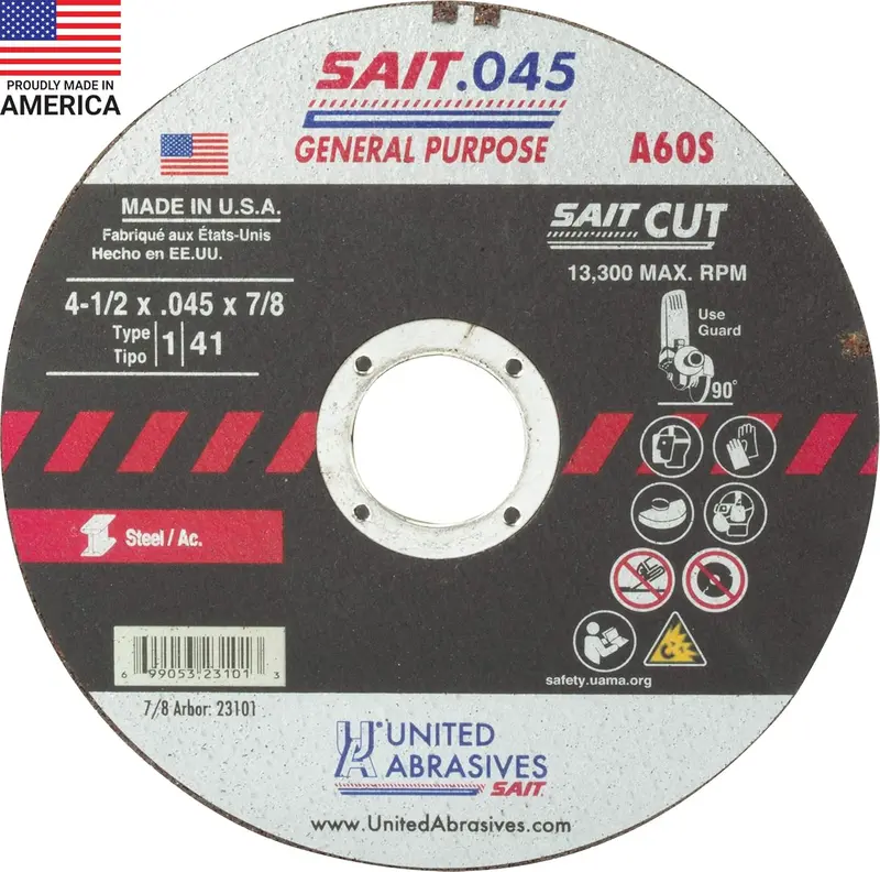 Sait 23101 By United Abrasives – 4-1/2" X 0.045" General-Purpose Cutting Disc 1
