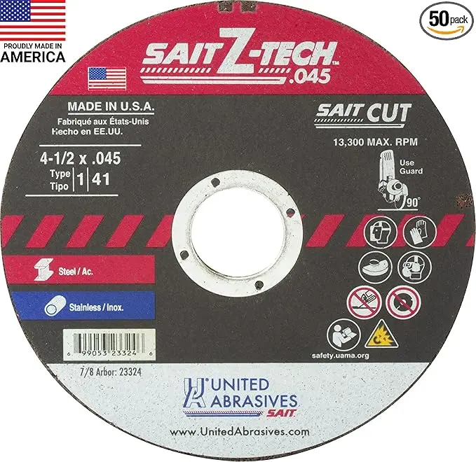 Sait 23324 By United Abrasives – 4-1/2" X 0.045" Z-Tech Metal-Cutting Disc 1