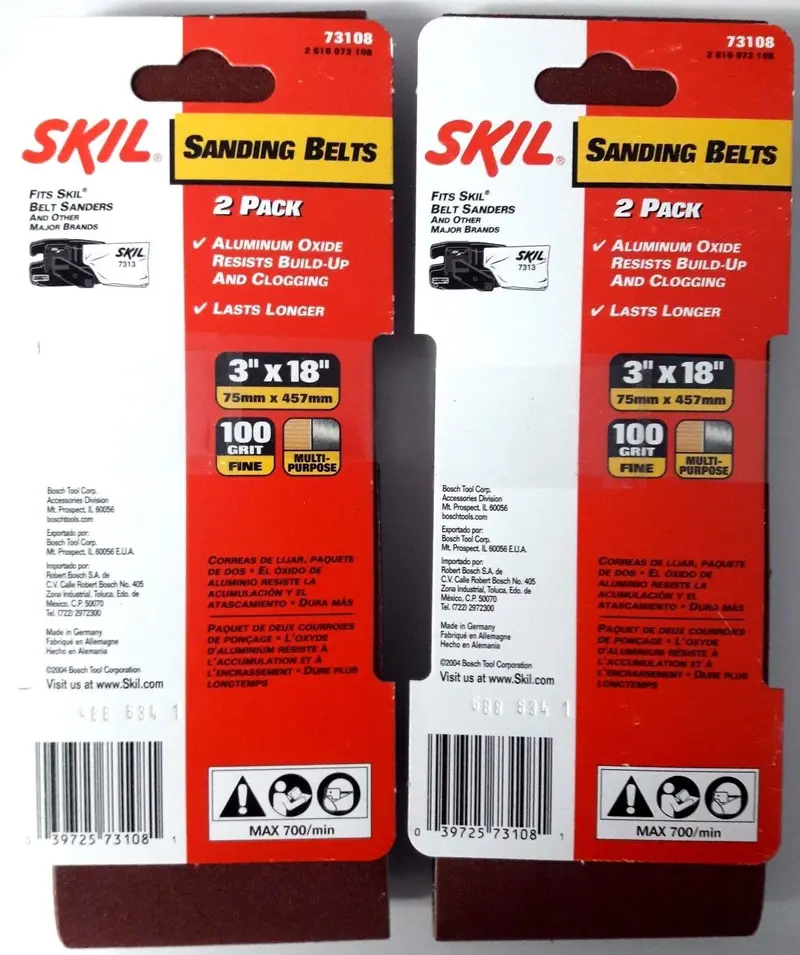 Skil 73108 Sanding Belt – 3" X 18", 100 Grit, 2-Pack For Belt Sanders 1