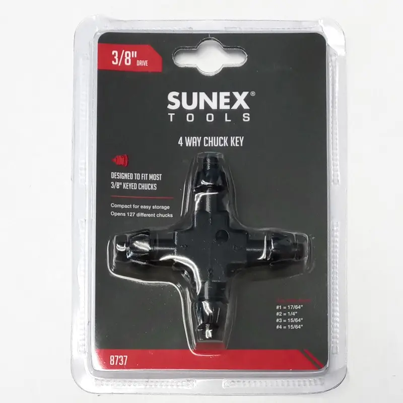 Sunex 8737 4-Way Chuck Key – Fits 3/8" Drill Chucks 1