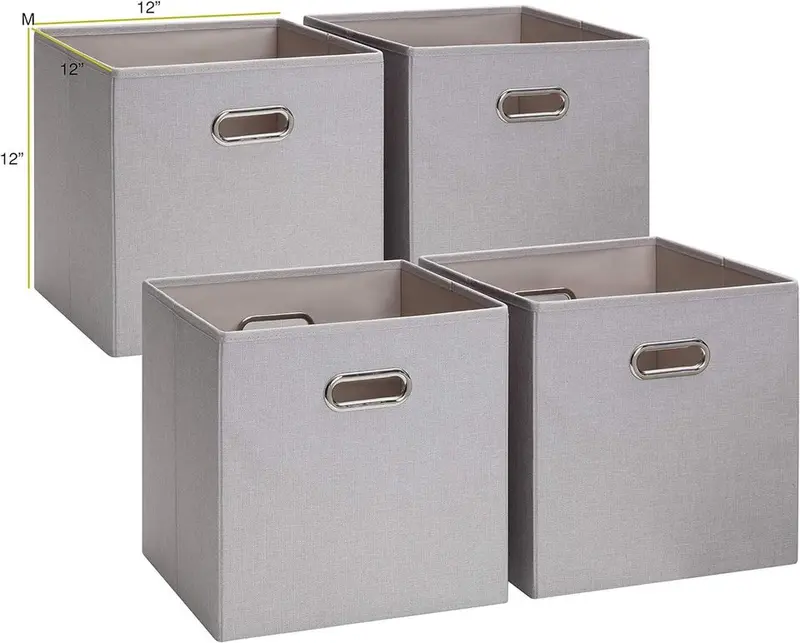 Sunnypoint Foldable Cloth Storage Bins — Beige, 4-Pack, Thoa-Fd12 Series 1