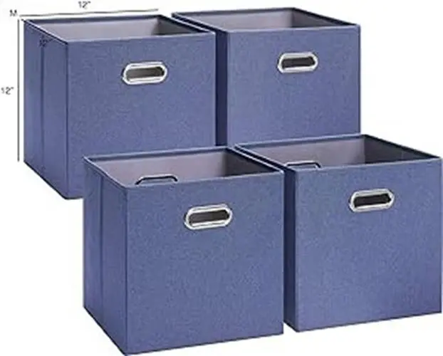 Sunnypoint Stackable Fabric Storage Baskets — Blue, 4-Piece Set 1