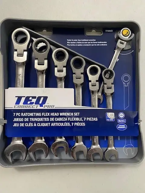 Teq Flexible-Head Ratcheting Wrench Set – 7-Piece Metric Combo Set, Tp9900D Series 1
