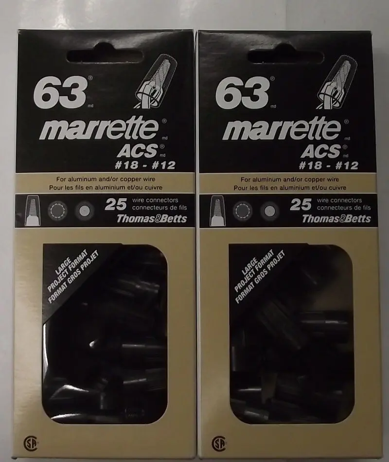 Thomas & Betts Marrette Acs #63 Wire Connectors – Twist-On, 25 Per Pack, 2-Pack 1