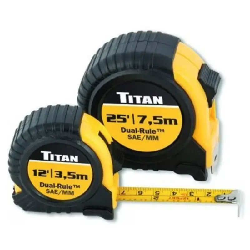 Titan Tools Dual-Rule Measuring Tape – 12' (3.5M) + 25' (7.5M), Sae/Metric Combo 1