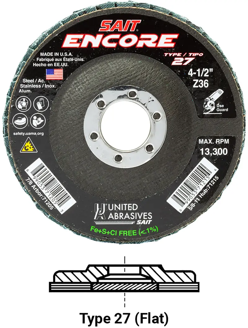 United Abrasives Sait Encore Flap Discs – 4-1/2-Inch Regular-Density Grinding Discs 1