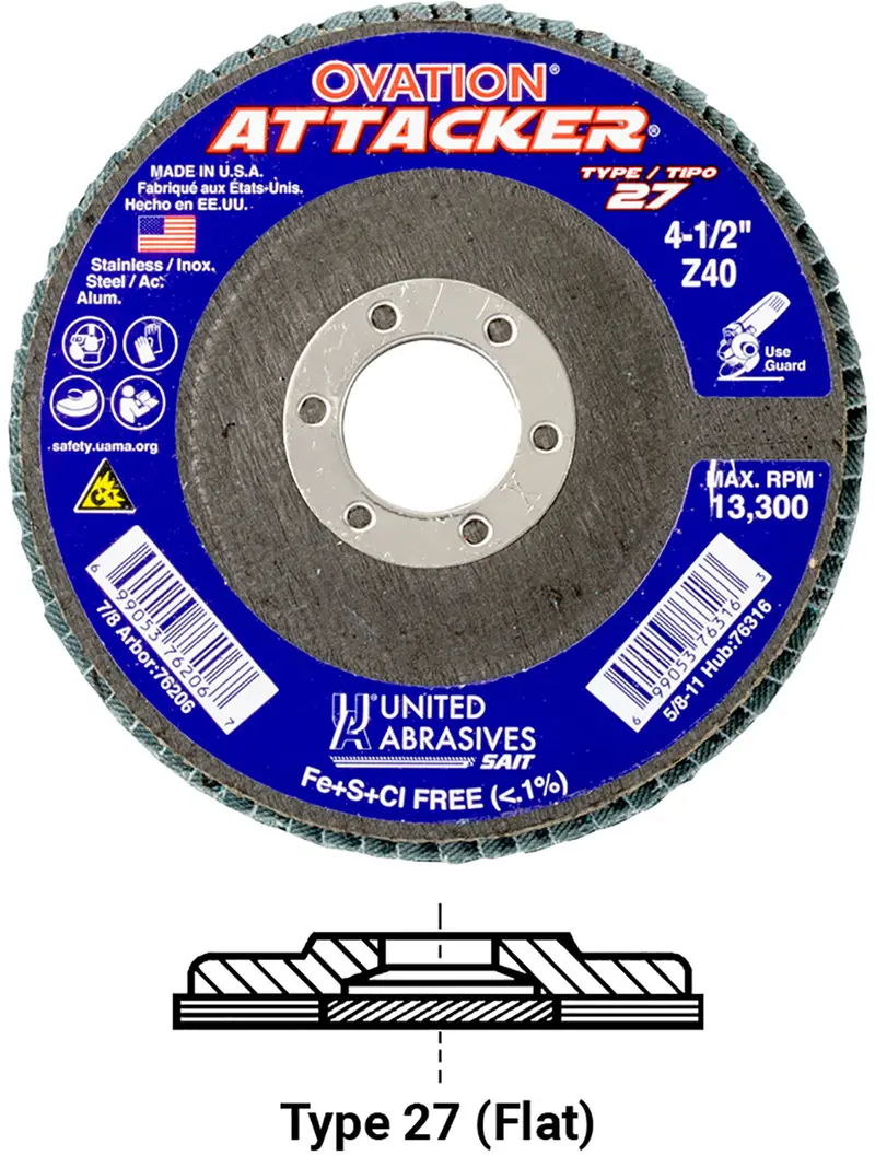 United Abrasives Sait Ovation Attacker Flap Discs – 4-1/2-Inch High-Density Abrasive Discs 1