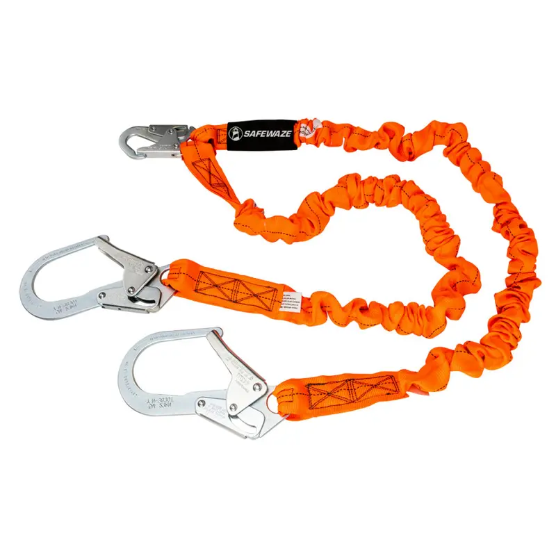 V-Line 6-Foot Dual-Leg Stretch Internal Shock-Absorbing Lanyard With Rebar Hooks 1