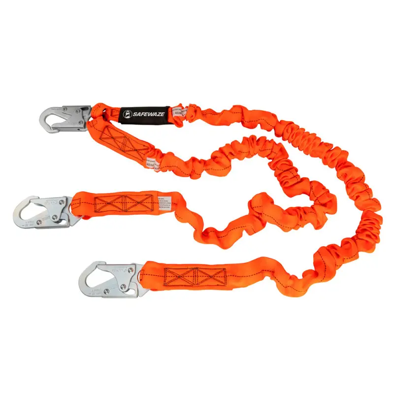 V-Line 6-Foot Dual-Leg Stretch Internal Shock-Absorbing Lanyard With Snap Hooks 1