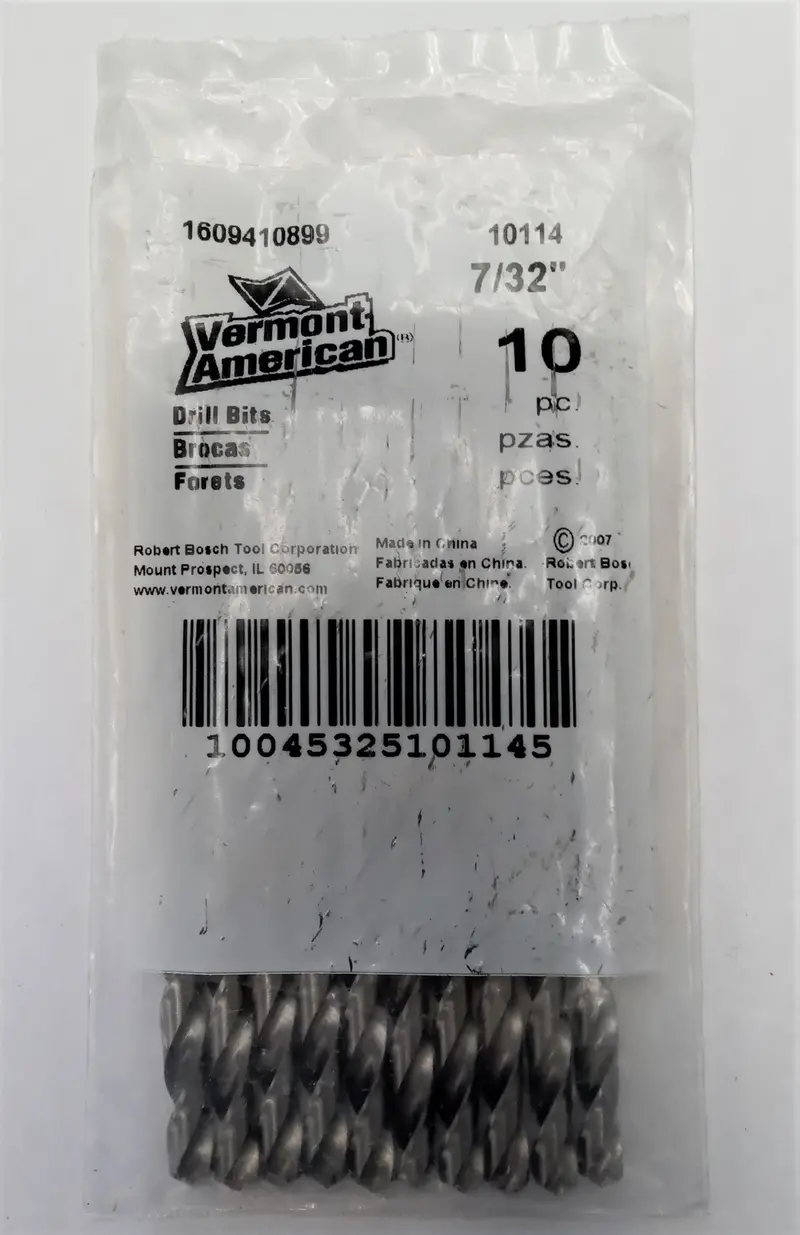 Vermont American 7/32" Twist Drill Bits – 10-Piece Set, High-Speed Steel 1