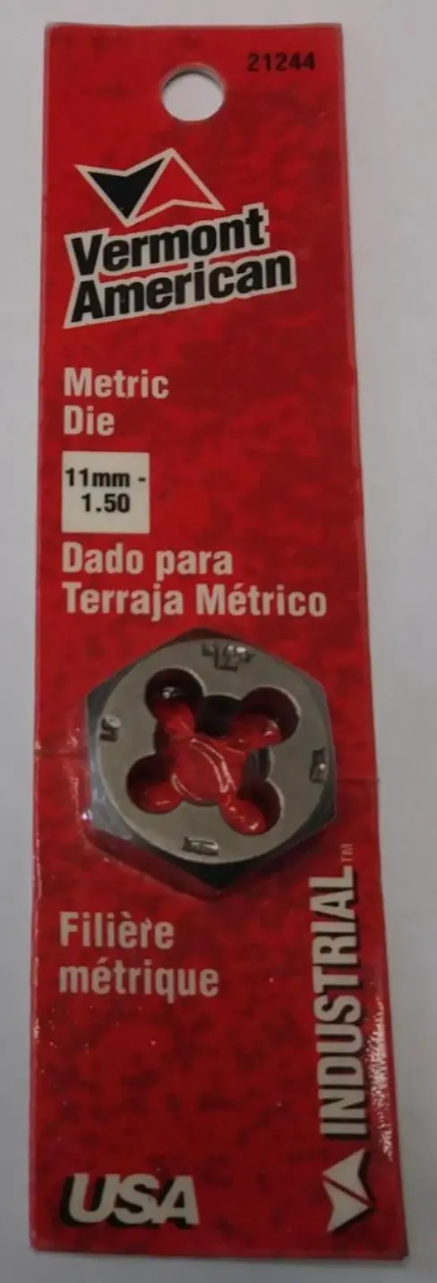 Vermont American Metric Hex Die – 11Mm × 1.5 Mm, High-Carbon Steel, Usa-Made 1