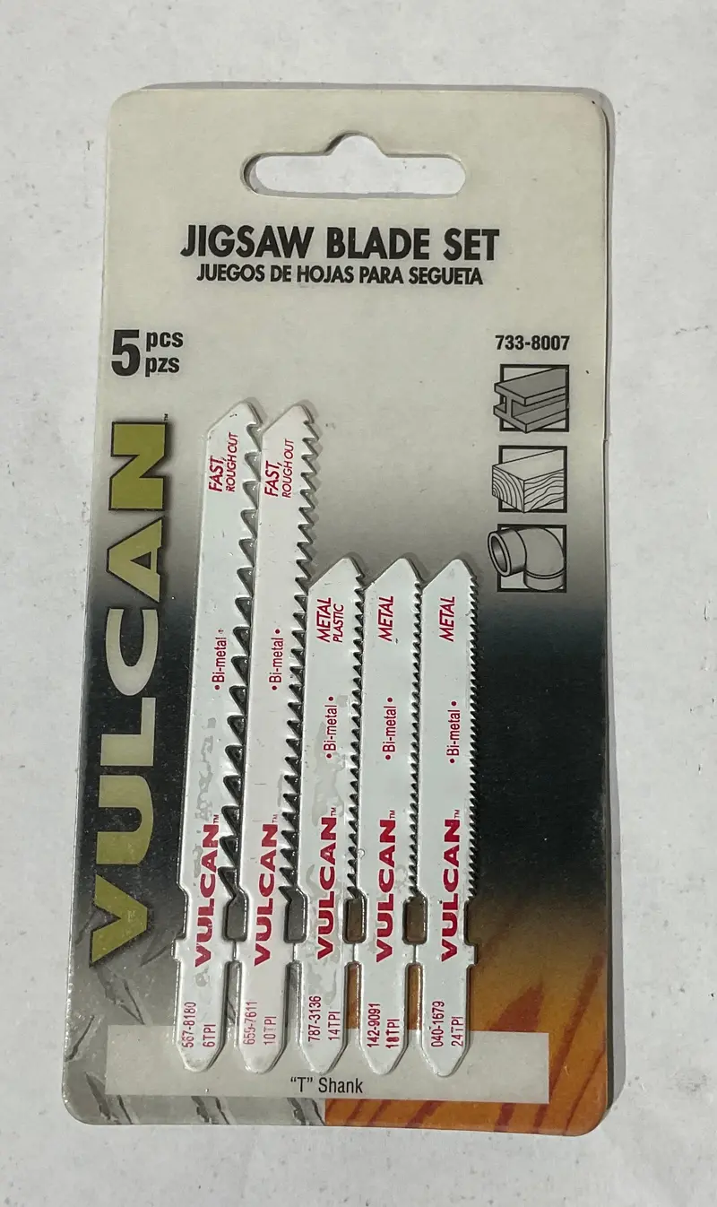 Vulcan 5-Piece T-Shank Bi-Metal Jigsaw Blade Assortment 1