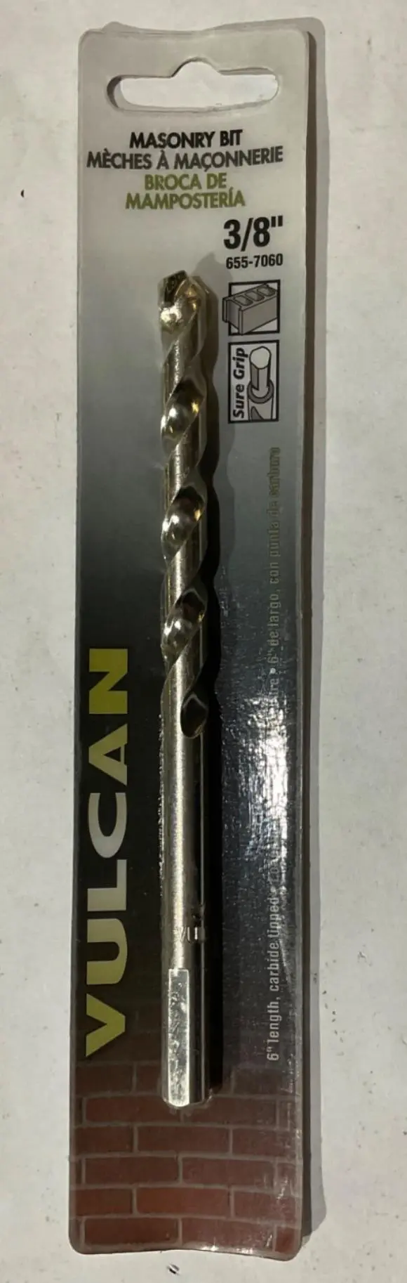 Vulcan 655-7060 Masonry Drill Bit – 3/8" X 6", Carbide-Tipped 1