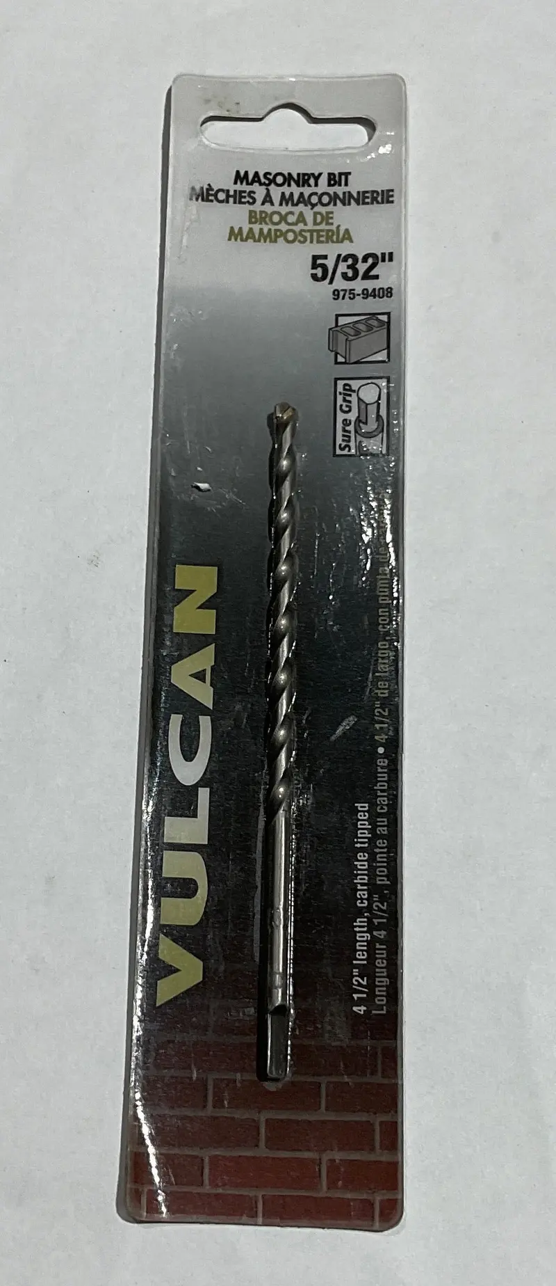 Vulcan 975-9408 Masonry Bit – 5/32" X 4.5", Carbide-Tipped 1