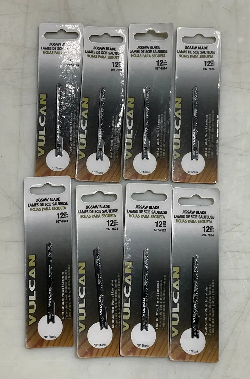 Vulcan Scroll-Cut Jigsaw Blades – 2-3/4", 12 Tpi, U-Shank (597-7624, 8-Pack) 1