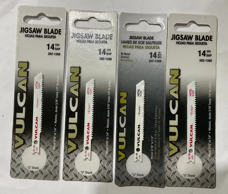 Vulcan U-Shank Jigsaw Blades – 2-3/4", 14 Tpi, Metal/Plastic Cut (382-1360, 4-Pack) 1