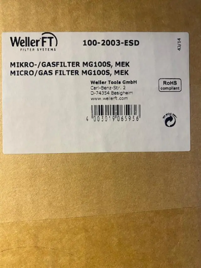 Weller Mg100S H13 Particulate & Mek Gas Filter Cartridge For Esd Applications 1