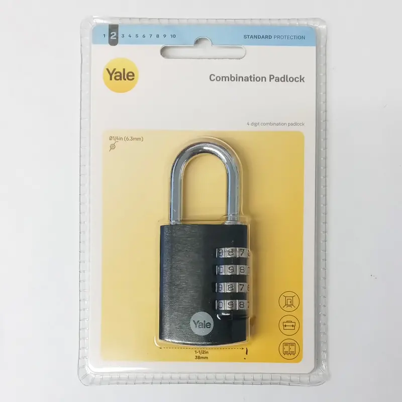 Yale Combination Padlock – 4-Digit Resettable Dial, Standard Security, Black Finish (Model Ye3Cb-38-131-1-Bk) 1