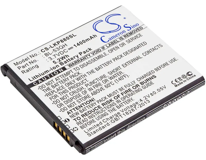 1400Mah Li-Ion Smartphone Battery For Lg Metropcs Devices (Bl-53Qh, Escape, F160K) – 3.7V, 5.18Wh 1
