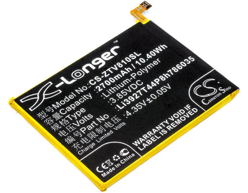 3.85V 2700Mah Li-Polymer Battery For Zte Blade V8 (Li3927T44P8H786035, Bv0800, 10.4Wh) 1