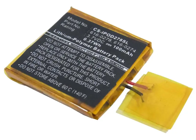 Apple Ipod Shuffle G2/G3 Replacement Battery – 3.7V 100Mah Li-Polymer (616-0274, 0.37Wh) 1