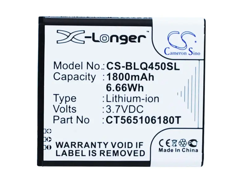 Blu Quattro 4.5 Battery – 3.7V Li-Ion, 1800Mah, 6.66Wh (Ct565106180T) 1