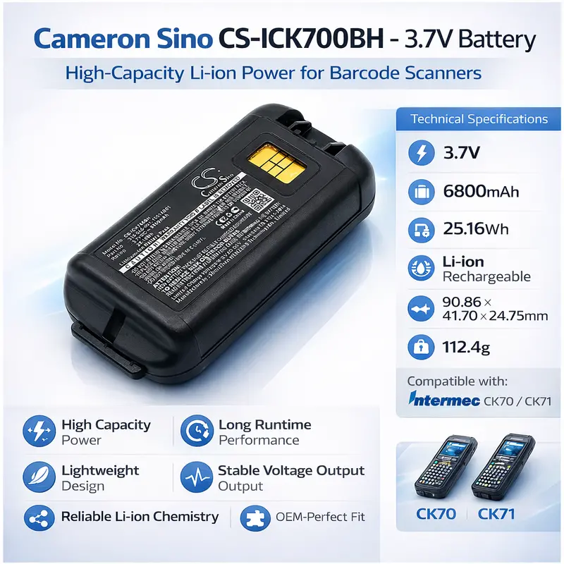High-Capacity 3.7V 6800Mah Li-Ion Battery For Intermec Ck70 And Ck71 Mobile Computers 1