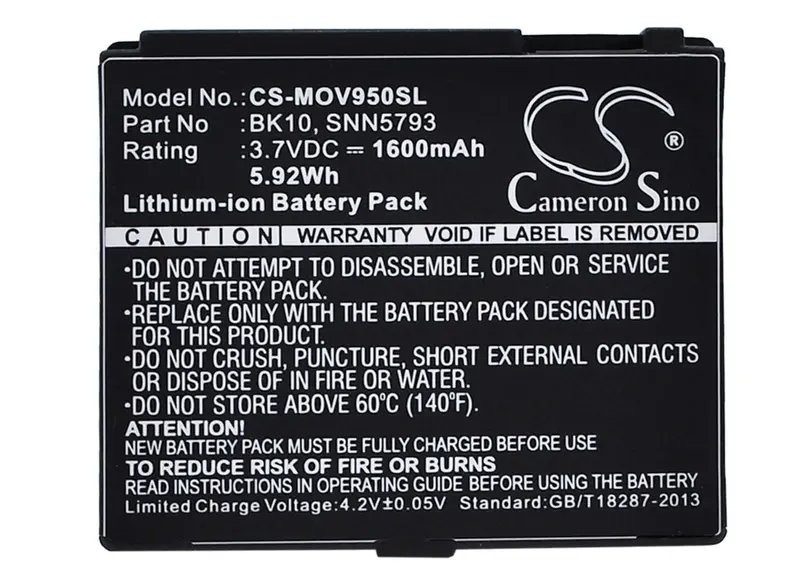 Motorola Smartphone Battery – 3.7V Li-Ion, 1600Mah, 5.92Wh (Bk10, F2978A, I296) 1